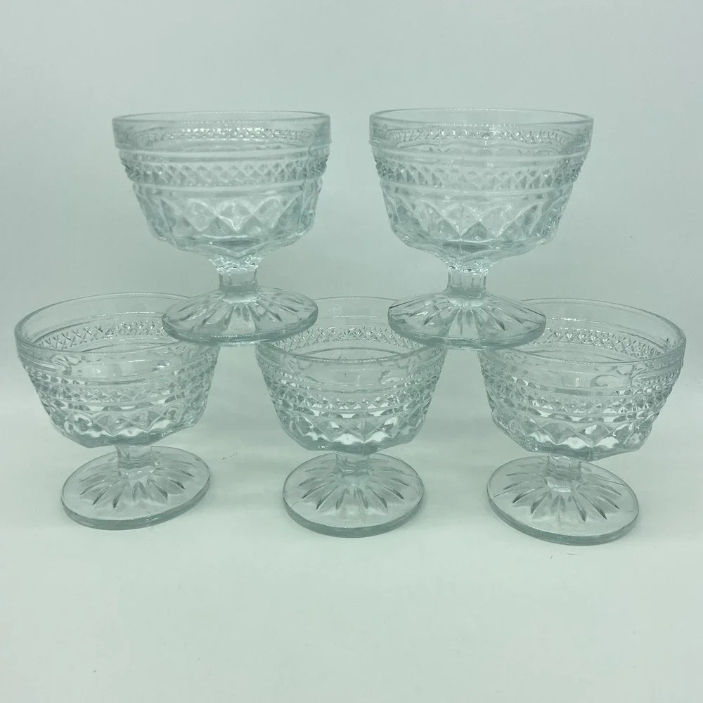 Anchor Hocking Wexford Footed Sherbet Cups 3 5/8